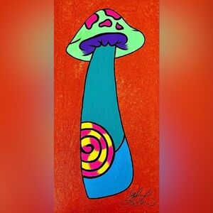 *SOLD* Original GoodVibeGoda Tribal Mushroom Handmade Trippy Painting New Art
